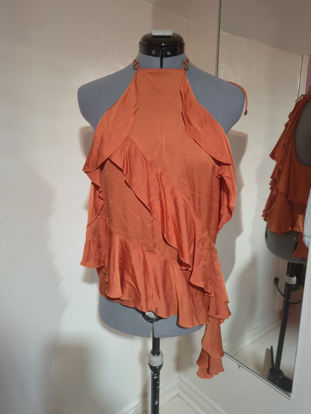 Zara Rust Ruffled Halter Camisole